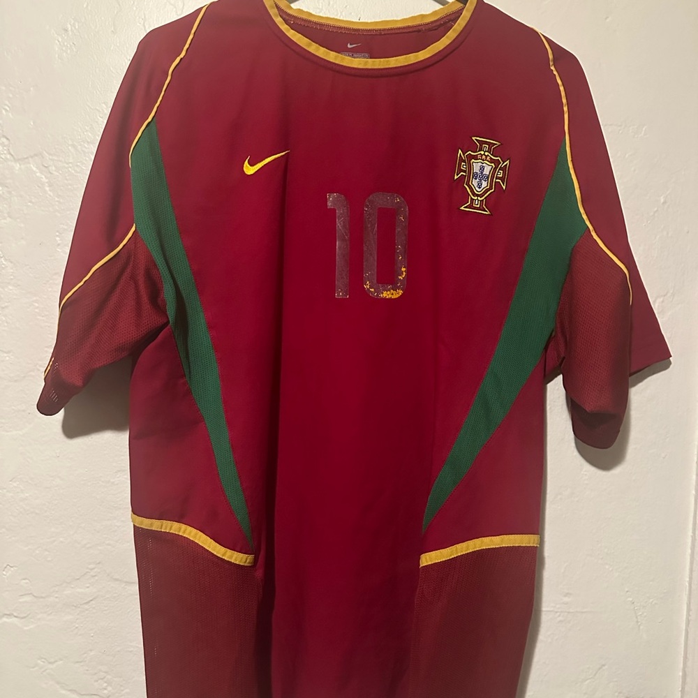 Nike Maroon and Green Soccer Jersey with Number 10